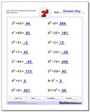 Exponents Worksheets: Mixed Addition And Subtraction with Exponents