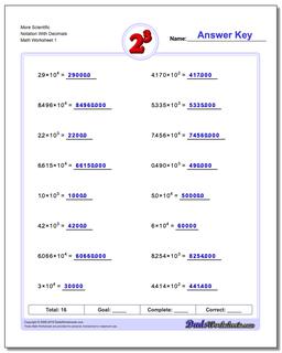 More Scientific Notation With Decimals Exponents Worksheet
