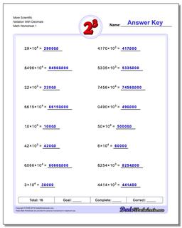 Exponents Worksheets