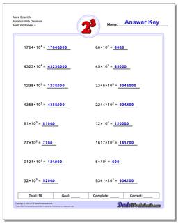 More Scientific Notation With Decimals Worksheet