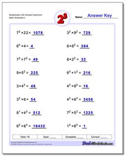 Exponents Worksheets