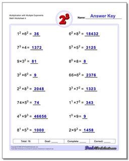 Multiplication Worksheet with Multiple Exponents