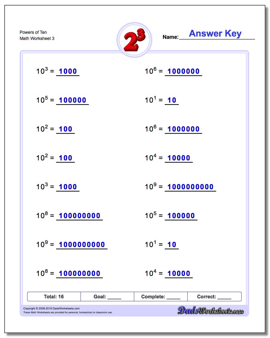 Powers of Ten and Scientific Notation