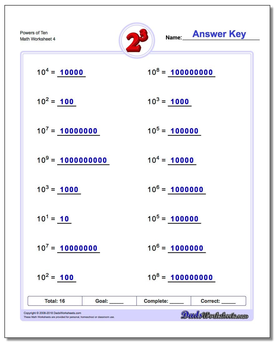 Powers of Ten and Scientific Notation