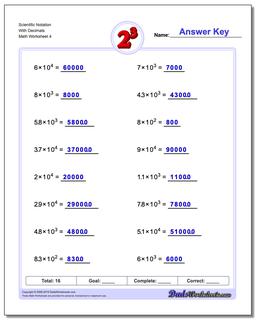 Scientific Notation With Decimals Worksheet