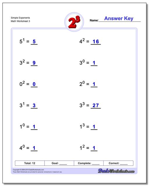math worksheets exponents exponents simple exponents third worksheet