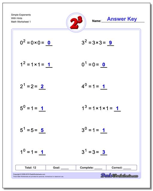 Exponents With Multiplication And Division Worksheets Answers