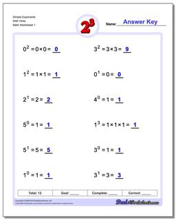 Exponents Worksheets