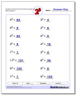 Exponents Worksheets