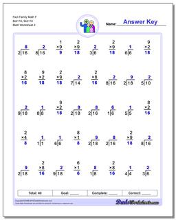 Fact Family Math F 8x2=16, 9x2=18 /worksheets/fact-family-math.html Worksheet