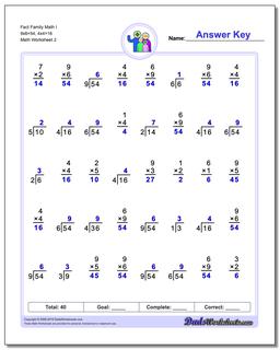 Fact Family Worksheets