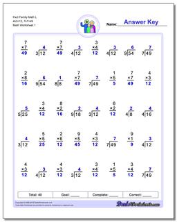 Fact Family Worksheets