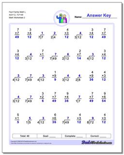 Fact Family Worksheets