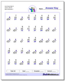 Fact Family Worksheets