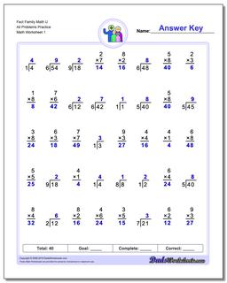 Fact Family Worksheets