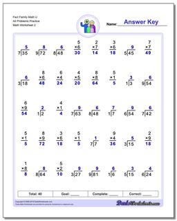 Fact Family Worksheets