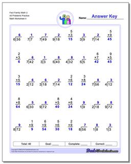 Fact Family Math U All Problems Worksheet Practice