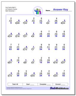 Fact Family Worksheet Math V All Problems Practice