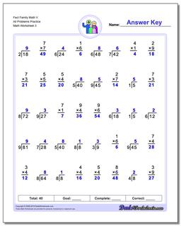 Fact Family Math V All Problems Worksheet Practice