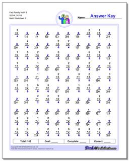 Fact Family Math B 2x2=4, 3x2=6 /worksheets/fact-family-math.html Worksheet