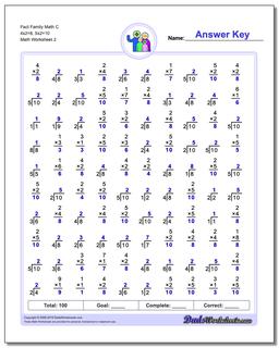 Fact Family Math C 4x2=8, 5x2=10 /worksheets/fact-family-math.html Worksheet