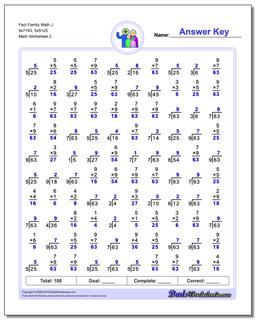 Fact Family Math J 9x7=63, 5x5=25 /worksheets/fact-family-math.html Worksheet