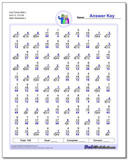 Fact Family Math L 4x3=12, 7x7=49 /worksheets/fact-family-math.html Worksheet