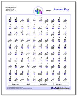 Fact Family Math R 7x6=42, 7x5=35 /worksheets/fact-family-math.html Worksheet