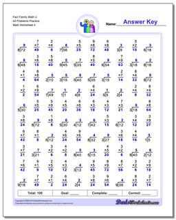 Fact Family Math U All Problems Worksheet Practice