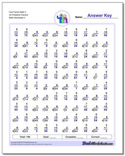 Fact Family Math V All Problems Worksheet Practice