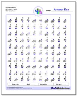 Fact Family Math V All Problems Worksheet Practice