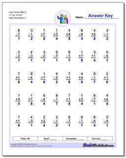 Fact Family Worksheets