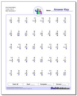 Fact Family Math L 7+2=9, 7+4=11 /worksheets/fact-family-math.html Worksheet