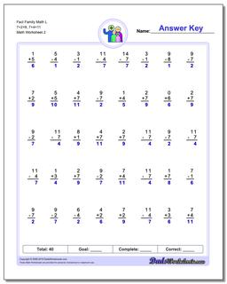 Fact Family Worksheets