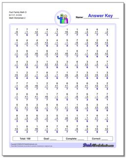 Fact Family Math D 6+1=7, 3+3=6 /worksheets/fact-family-math.html Worksheet
