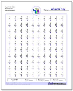 Fact Family Worksheets