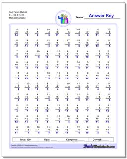 Fact Family Math W 6+4=10, 6+5=11 /worksheets/fact-family-math.html Worksheet