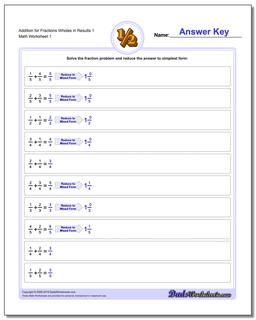 Adding Fraction Worksheets Addition Worksheet for Wholes in Results 1