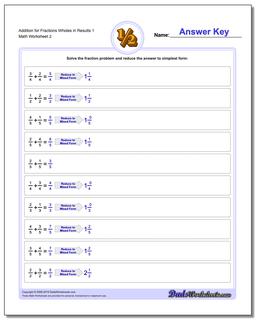 Addition Worksheet for Fraction Worksheets Wholes in Results 1 /worksheets/fraction-addition.html