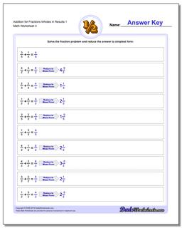 Addition Worksheet for Fraction Worksheets Wholes in Results 1