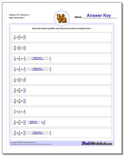 Adding Fraction Worksheets Addition Worksheet for 4