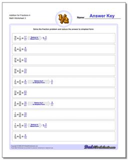 Addition Worksheet for Fraction Worksheets 4