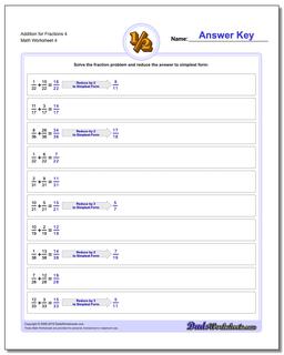 Addition Worksheet for Fraction Worksheets 4