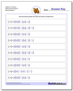 Addition Worksheet for Fraction Worksheets Different Denominators 2 /worksheets/fraction-addition.html