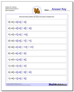 Adding Fraction Worksheets Addition Worksheet for Different Denominators 3 