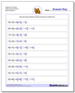 Addition Worksheet for Fraction Worksheets Different Denominators 3 