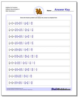 Adding Fraction Worksheets Addition Worksheet for Different Denominators 4