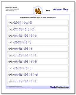 Addition Worksheet for Fraction Worksheets Different Denominators 4 /worksheets/fraction-addition.html