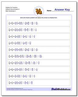 Addition Worksheet for Fraction Worksheets Different Denominators 4