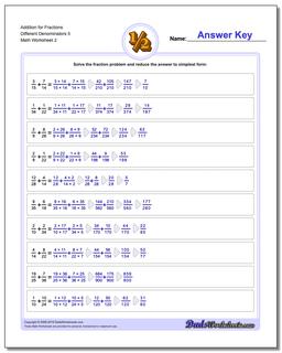 Addition Worksheet for Fraction Worksheets Different Denominators 5 /worksheets/fraction-addition.html